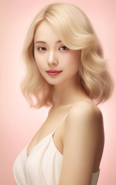 Premium Photo Japanese Beauty With Blonde Hair Smiling