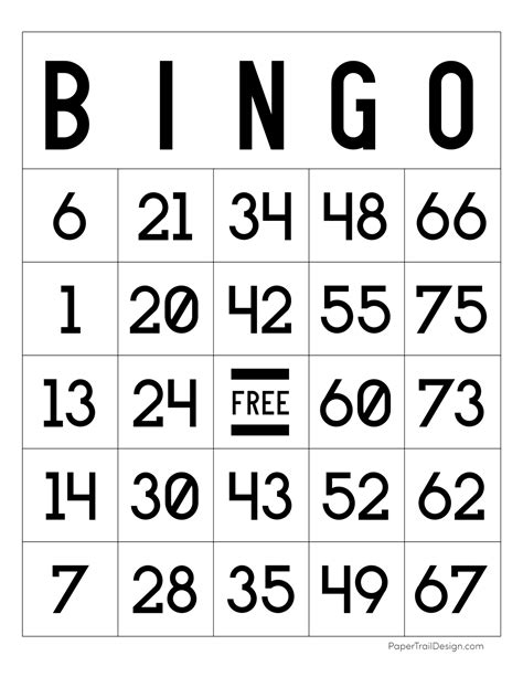 Free Printable Bingo Cards | Paper Trail Design