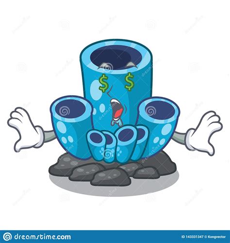 Coral Azul De La Esponja Del Ojo Del Dinero Bajo Historieta Del Mar