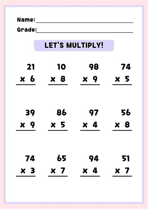 Multiplication Worksheets For Grade 5 Printable