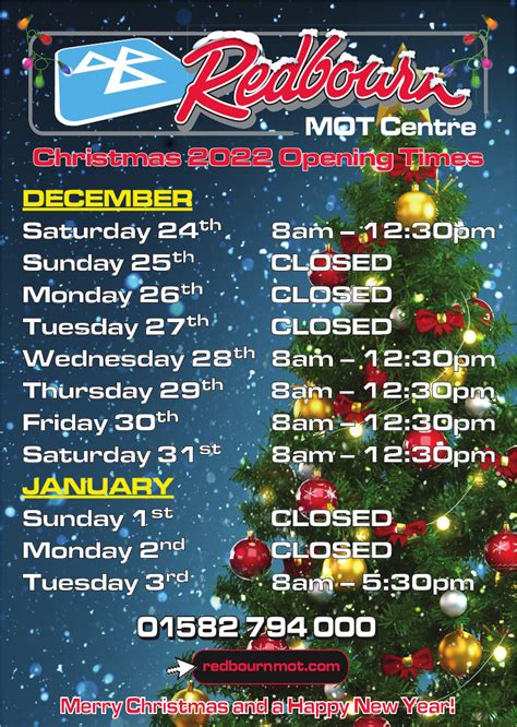 Redbourn Mot Xmas And New Year Opening Hours