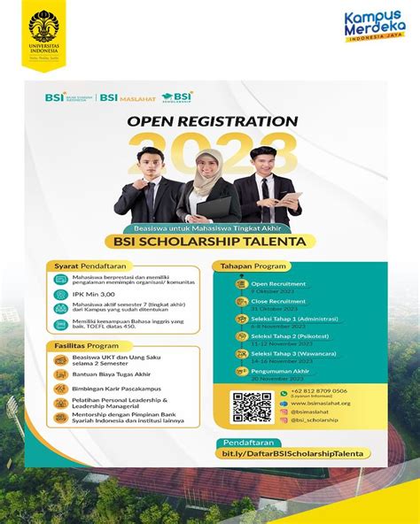 Penawaran Beasiswa BSI Scholarship Talenta Direktorat Kemahasiswaan