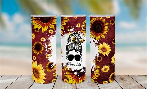 Sunflower Mom Life 20oz Skinny Tumbler Graphic By Viers Designs