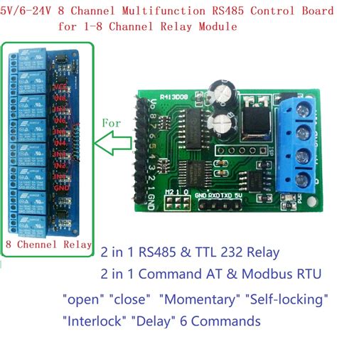 Rs485 Rs232ttl Plc Modbus Rtu Module 8ch Io Control Switch Board For