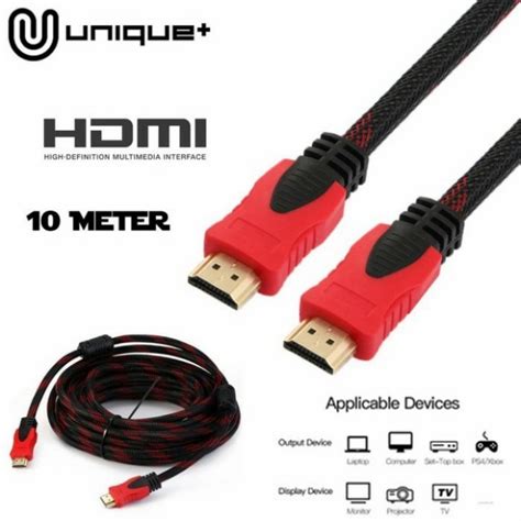 Jual KABEL HDMI 10M SERAT JARING HDMI TO HDMI1080P 10 M Laptop Ke TV