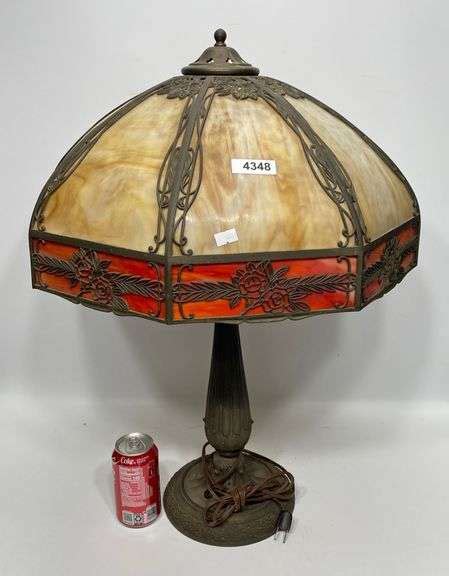 Antique Slag Glass Lamp Dixon S Auction At Crumpton