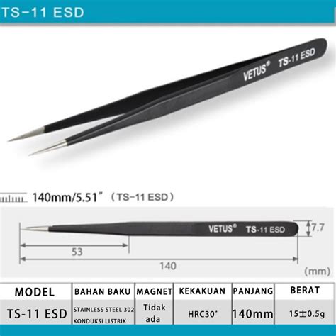 Jual Pinset Vetus Tweezer Larus Lancip Stainless Tweezer TS 11ESD