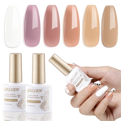 Gellen Nude Jelly Gel Nail Polish Set Colors White Nude Semi Sheer Gel Polish No Wipe Soak