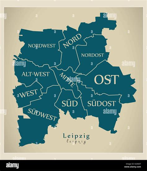 Modern City Map - Leipzig city of Germany with boroughs and titles DE ...