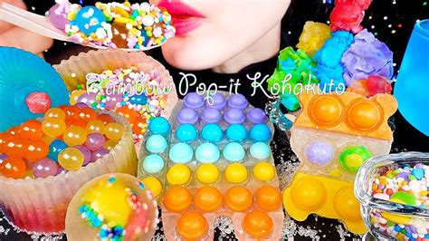 Asmr [ 1]rainbow Pop It Kohakuto Popping Boba Mukbang 무지개 팝잇 코하쿠토