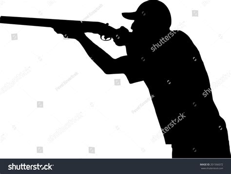 Hunter Shoots His Gun Silhouette On Stock Vector Shutterstock