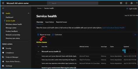 Intune Service Health Status Message In Mem Admin Center Htmd Blog