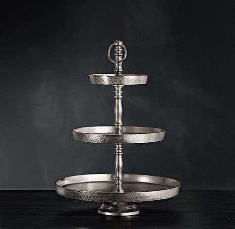 Grand Brasserie Cast Aluminum Tiered Round Stand Serving Tray Decor