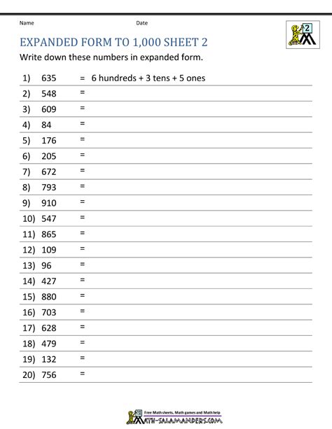 Expanded Form Math Worksheets For 2nd Grade