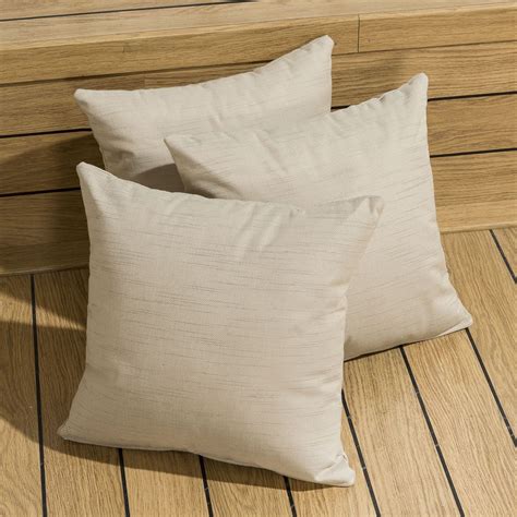 3 X Luxury Medium Outdoor Garden Scatter Cushion Beige 450 X 450mm