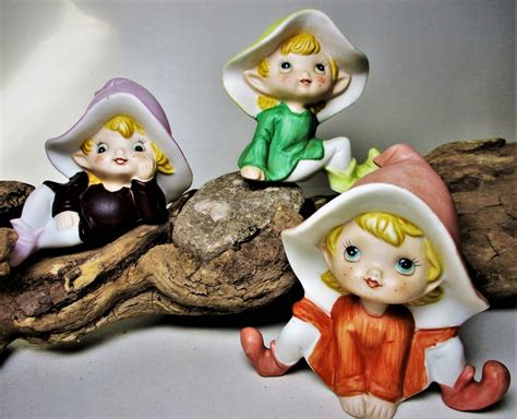 Vintage Homco 5213 Porcelain Ceramic Pixies Elves Fairies Etsy