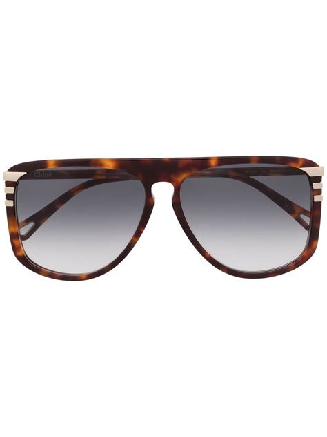 Chloé Eyewear Tortoiseshell Effect Sunglasses Farfetch