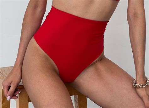 Нigh Waisted Thong Bikini Bottom Bathing Suit Bottoms for Women