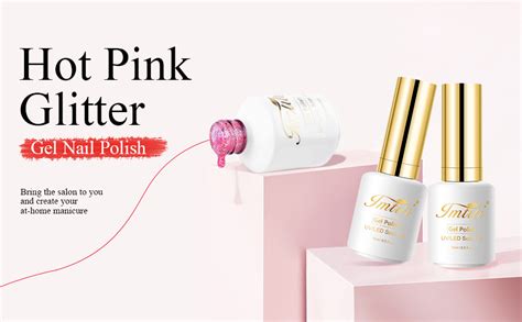 Amazon Imtiti Glitter Gel Nail Polish Pcs Fl Oz Hot Pink Glitter Gel Polish Soak