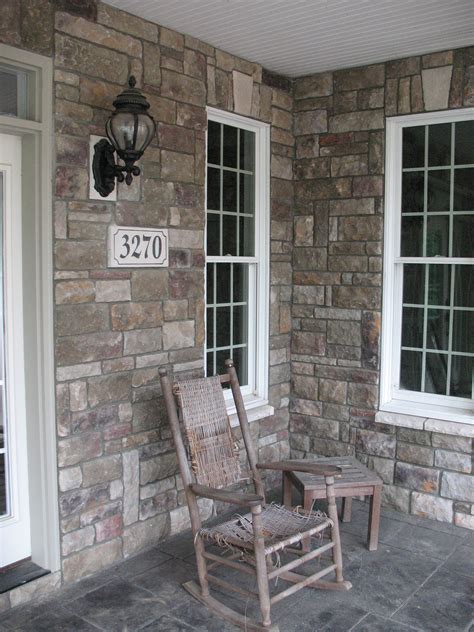 Front porch accented with Bucks County Limestone from Boral Cultured ...