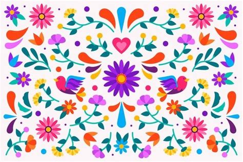 Colorido Fondo Mexicano Con Flores Vector Gratis Flores Mexicanas Ideas De Fondos De