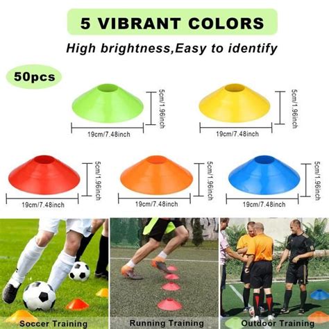 50 Pcs Plots Entrainement Plots De Marquage pour Football Cône Plots