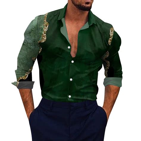 Adviicd Green Polo Shirts For Men Men S Banded Collar Dress Shirt Long