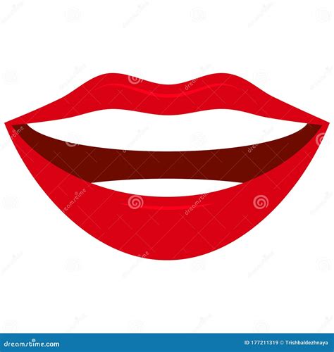 Red Smile Lips Icon Isolated on White Background. Stock Vector ...