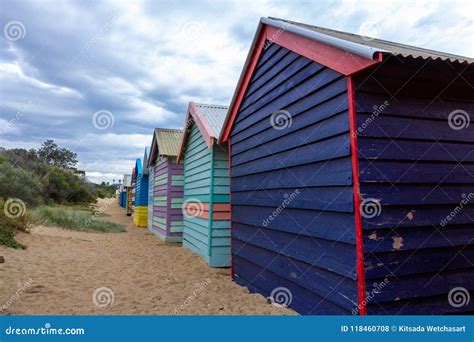 Brighton Bathing Boxes, stock photo. Image of modern - 118460708