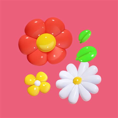 3d vector colorful flower collection. Nature elements isolated. 27172347 Vector Art at Vecteezy