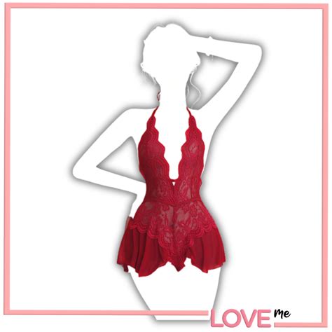 Jual Loveme Lingerie Sexy Jumpsuit Open Crotch V Neck Seksi Lingerie Transparan Baju Tidur