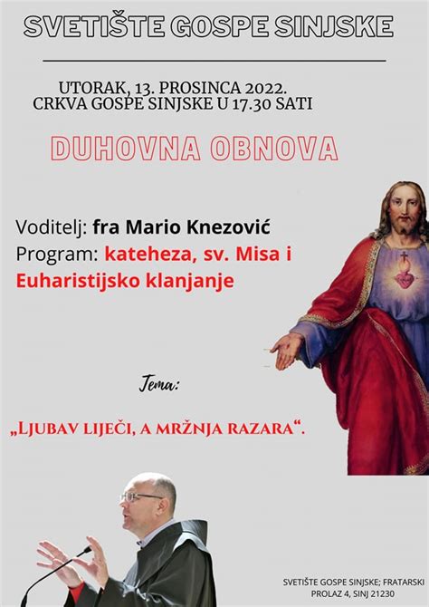 Danas Duhovna Obnova U Sveti Te Gospe Sinjske Sinjska Rera Web