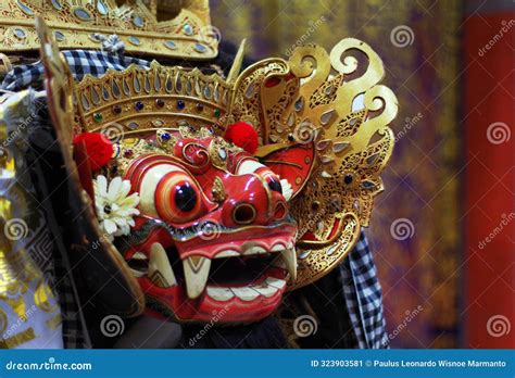 The Balinese Red Barong Mask Stock Image Image Of Symbol Spirit