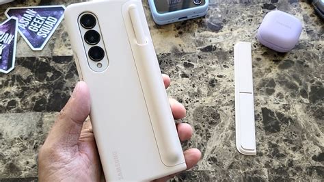 Official Samsung Galaxy Z Fold4 SPen Standing Case Review Sand Color