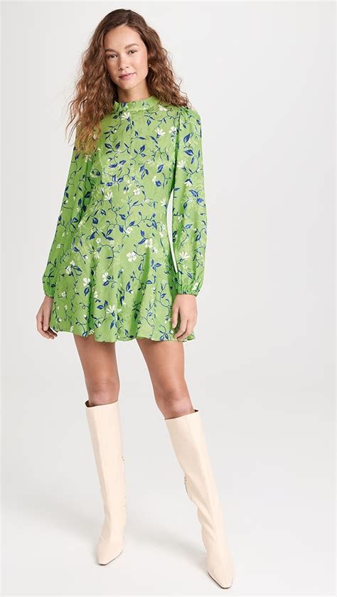 Kitri Doretta Green Vine Print Mini Dress Shopbop