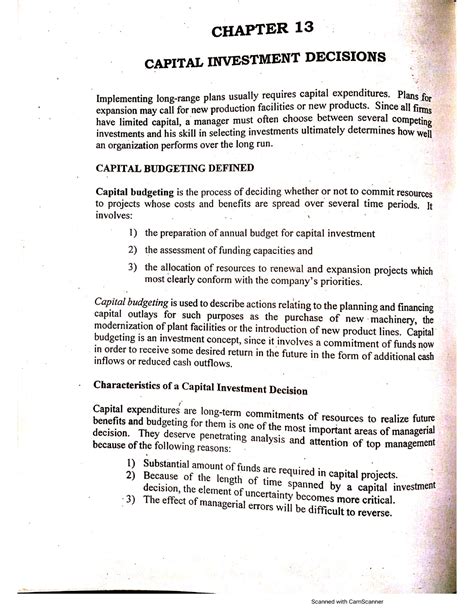 CHAP13 Chapter 13 Capital Investment Decision Bachelor Of Science