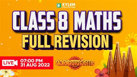 Class 8 Maths Full Revision Class 8 Onam Exam Xylem Class 8 Youtube