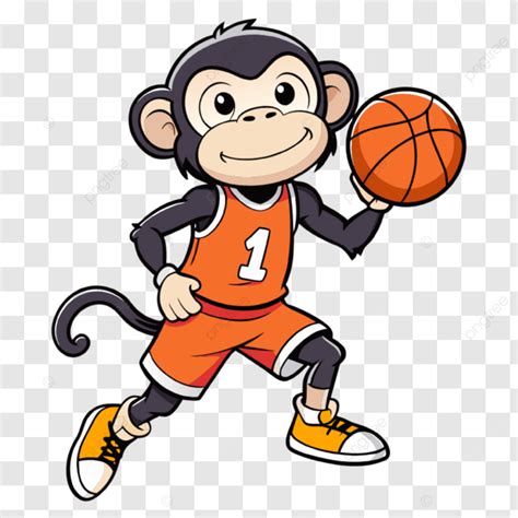 Slam Dunk Simian Basketball Monkey On The Court, Cartoon, Mascot, Basketball PNG Transparent ...