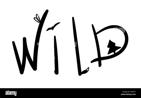 Wild Lettering In A Cute Handwritten Style Vector Word With Elements