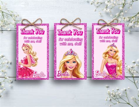 Barbie Thank You Party Favor Tags Thank You For Celebrating Etsy Canada