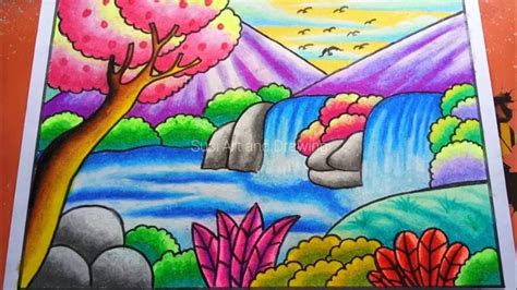 Gambar Pemandangan Crayon