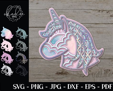 3d Layered Svg 3d Mandala Svg Unicorn Svg Unicorn Mandala Etsy Canada