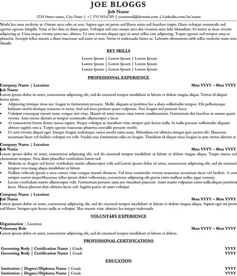 Different Resume Templates By Industry Careerhigher