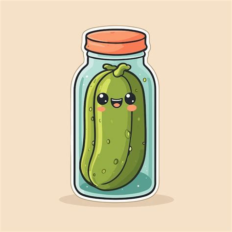 Premium Vector Cute Kawaii Pickle Jar Character Cartoon Illustration