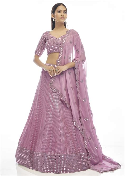 Lilac Georgette Lehenga Choli Lehengas Designer Collection