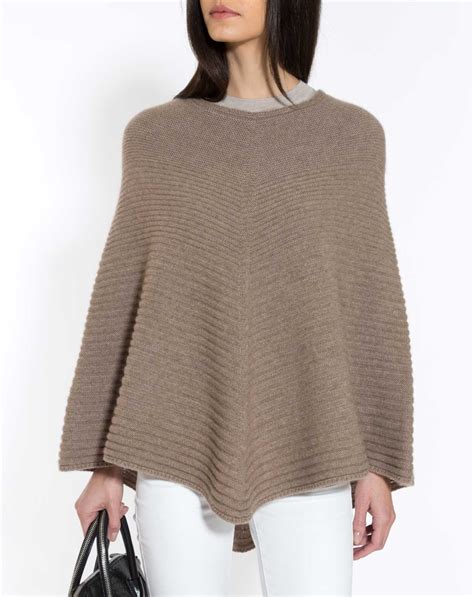 Pure Cashmere Ribbed Poncho Maisoncashmere