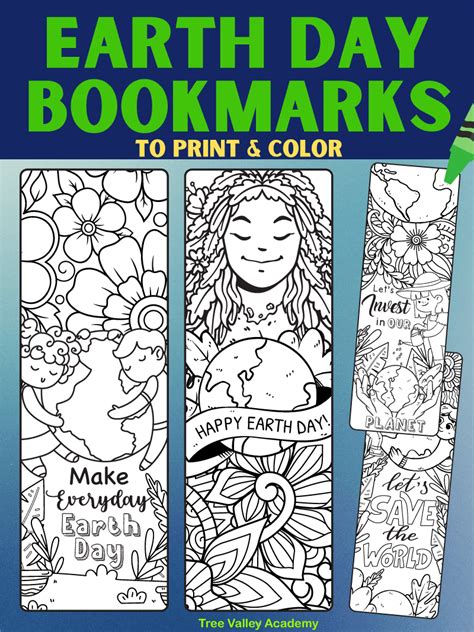 9 Printable Earth Day Bookmarks To Color Tree Valley Academy