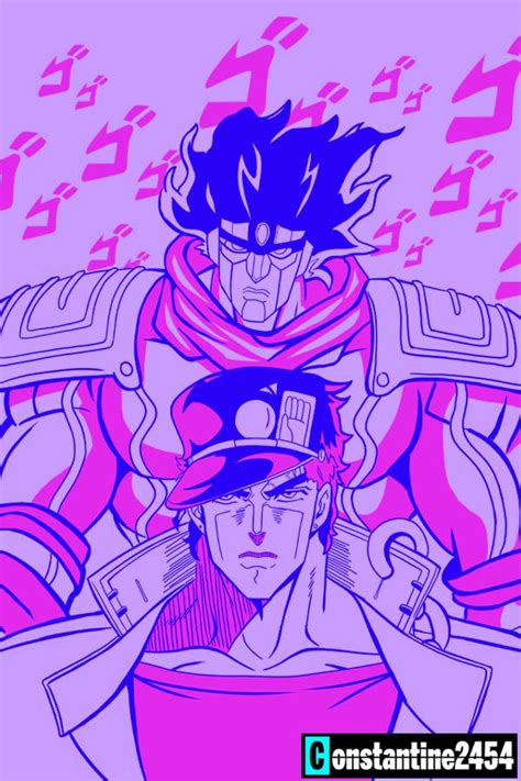 Artwork of Jotaro Kujo and Star Platinum inspired by anime series Jojos ...