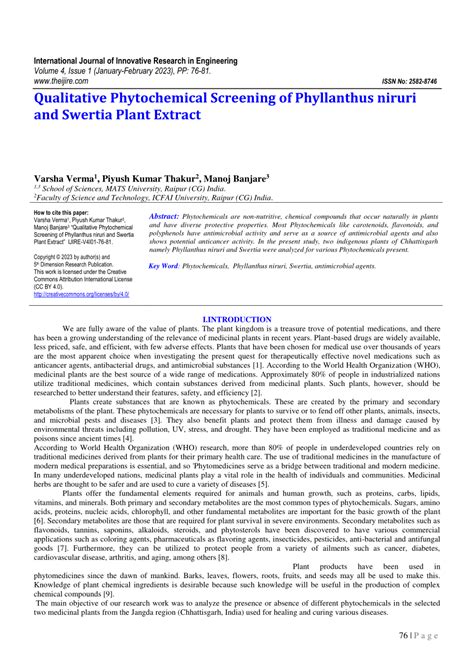 Pdf Qualitative Phytochemical Screening Of Phyllanthus Niruri And