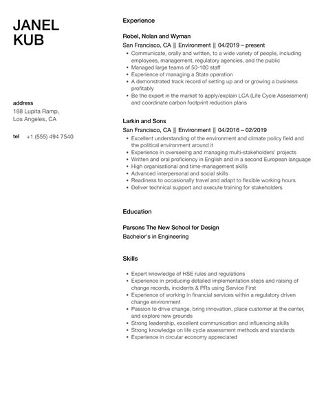 Environment Resume Samples Velvet Jobs